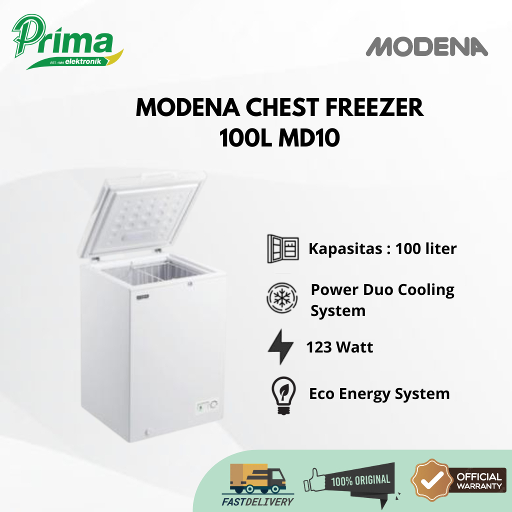 MODENA MD10 100 Liter FREEZER BOX GARANSI