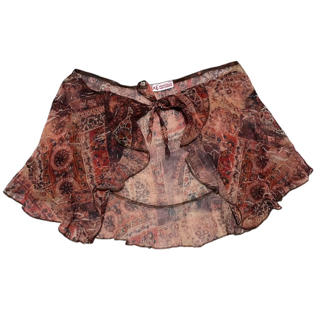 Bohemian Paisley Vintage Front Tie Ribbon Asymmetric Bolero | cottagecore fairycore whimsical batik 