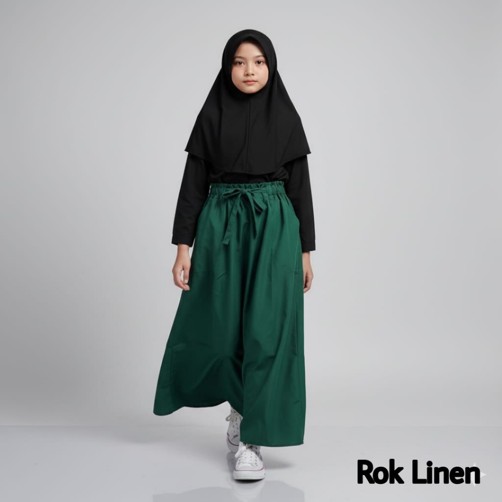 Rok Anak Linen Katun Rami 6-15 Tahun