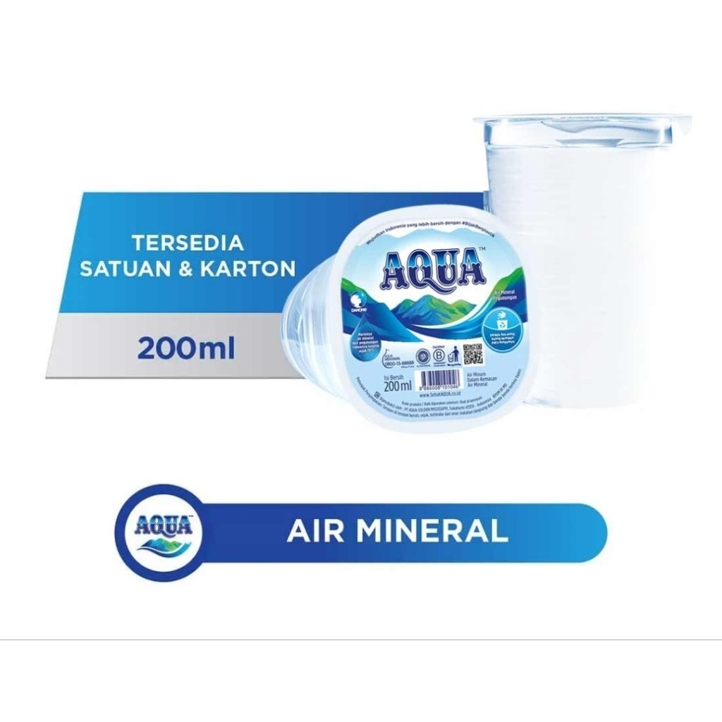 Air Minerale Cup (Gelas) Isi 48 Gelas/Dus @200ml (AQUA/VIT/CLUB/VIDES/VIOLA DLL)