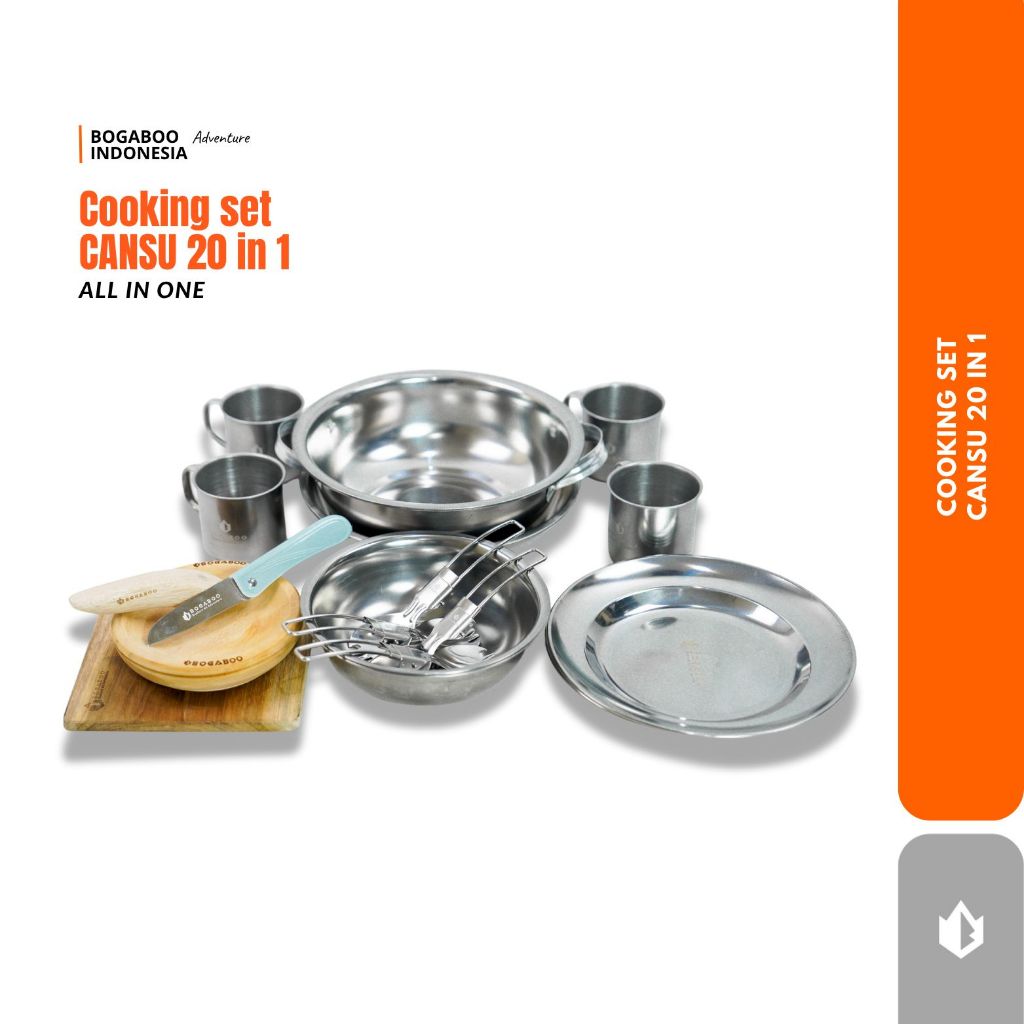 BOGABOO CANSU Cookware Set  20 in 1 Portable Ultralight - Paket Alat Masak Lengkap Camping Outdoor  