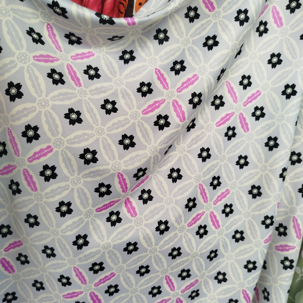 Kain Wolfis Motif Floral Etnik – Bahan Wolfis Premium – Per 0,5 Meter – Cocok untuk Gamis,Kebaya,Blo