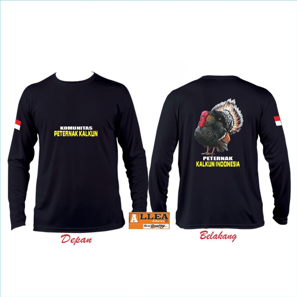BAJU KAOS MOTIF PETERNAK AYAM KALKUN LENGAN PANJANG DAN PENDEK BAHAN CATTON COMBED ORIGINAL TEBAL AD