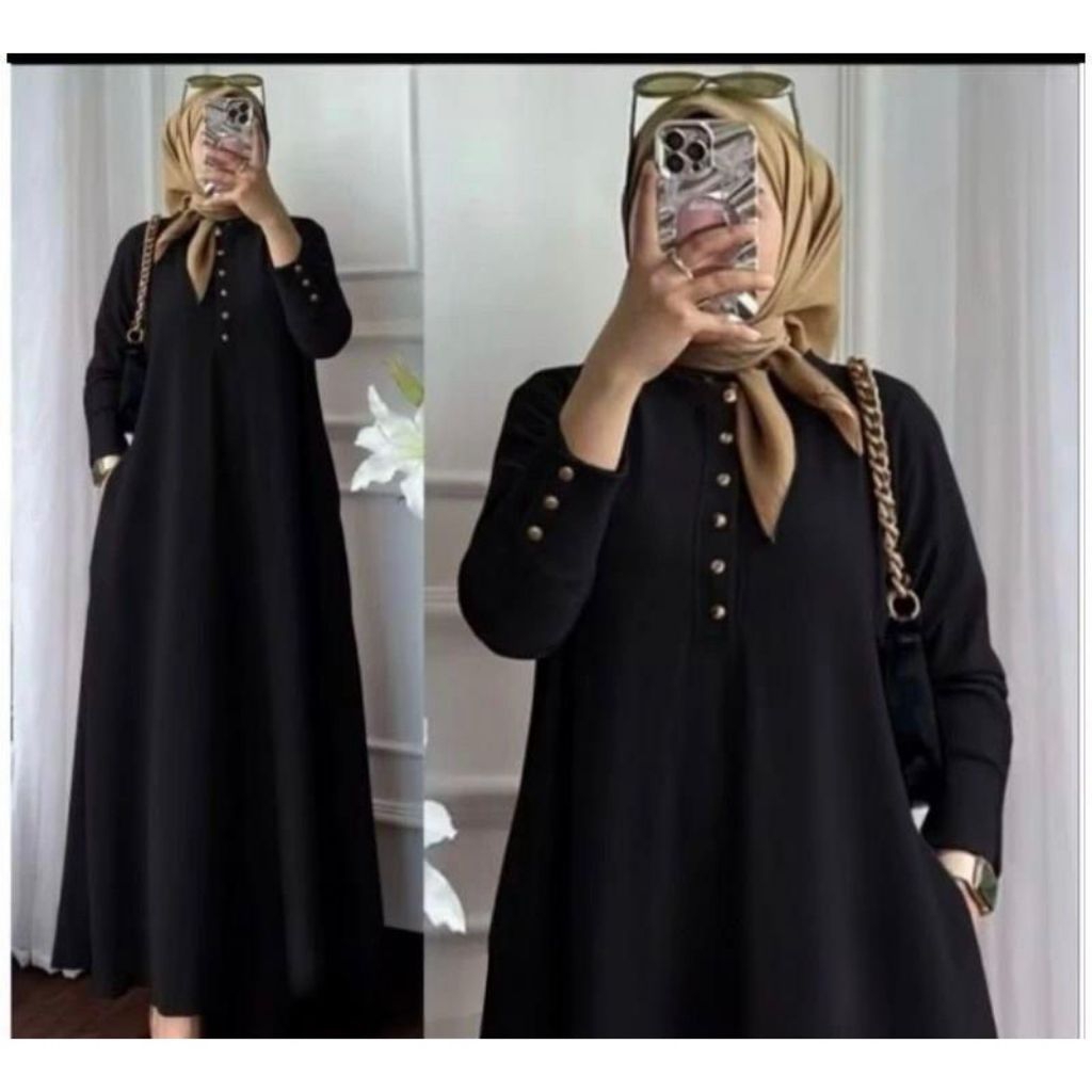 Ramadhan-Lokal By FX - Gamis Inara Dress Inara Button Lembut Nyaman Mewah Maxi