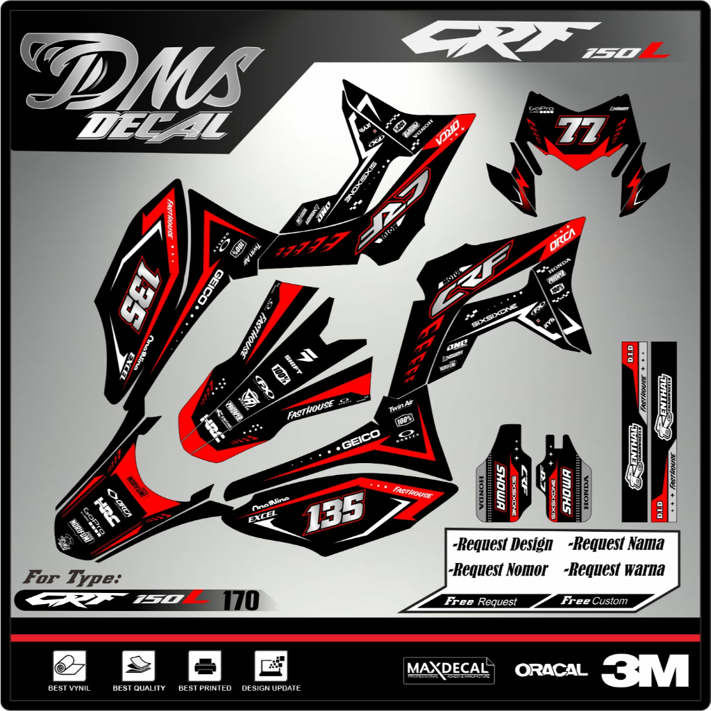 DECAL CRF 150 / STIKER CRF /DECAL CRF / HOLOGRAM / FULL BODY BISA CUSTOM