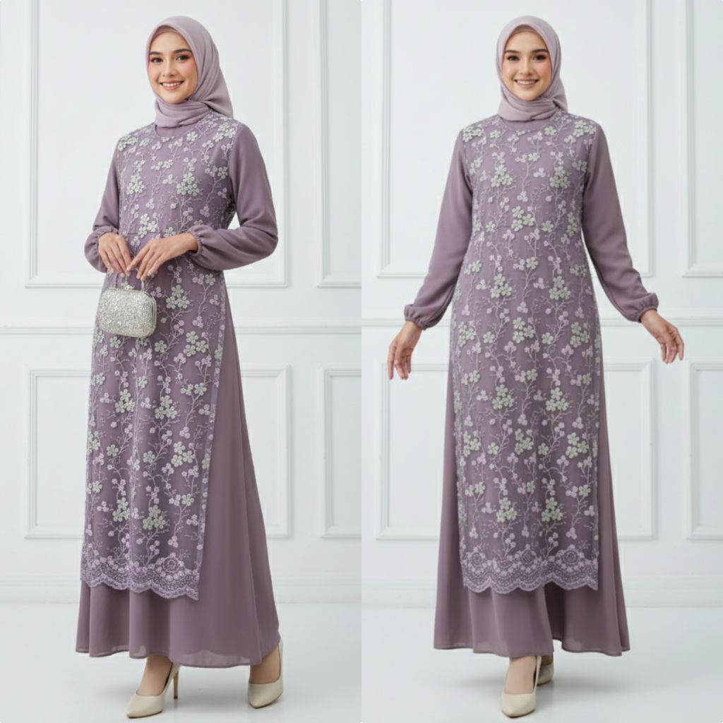 Mayma Dress Gamis Muslim Wanita Elegan Dress burkat mewah