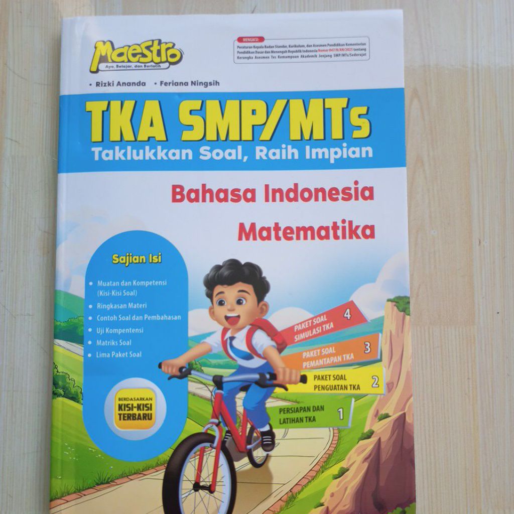 Buku TKA, TES KEMAMPUAN AKADEMIK untuk SMP/MTS. Taklukan Soal dan Raih kesuksesan. Penulis Rizki And