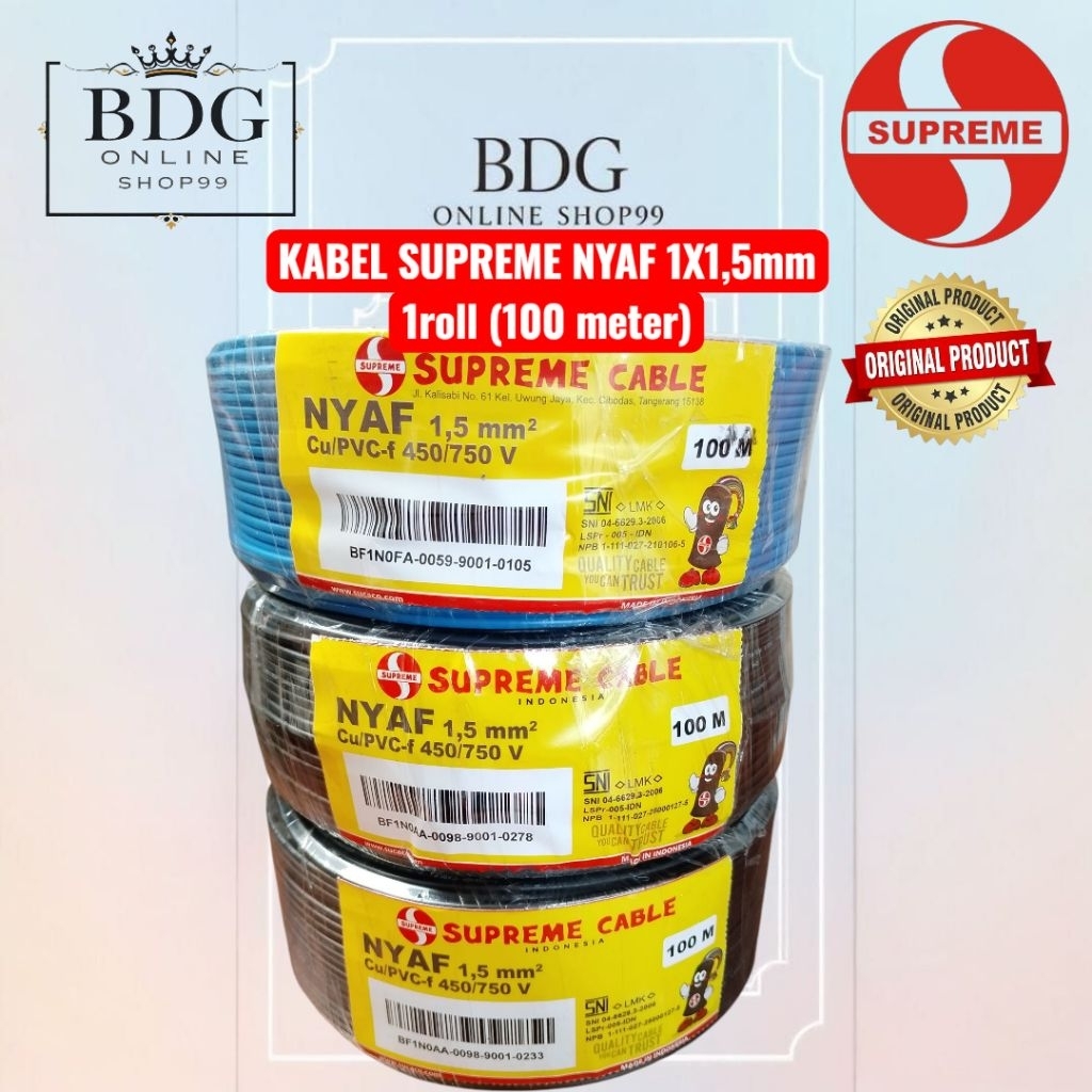 KABEL SUPREME NYAF 1X1,5mm 1roll (100 meter) SUPREME NYAF 1,5mm