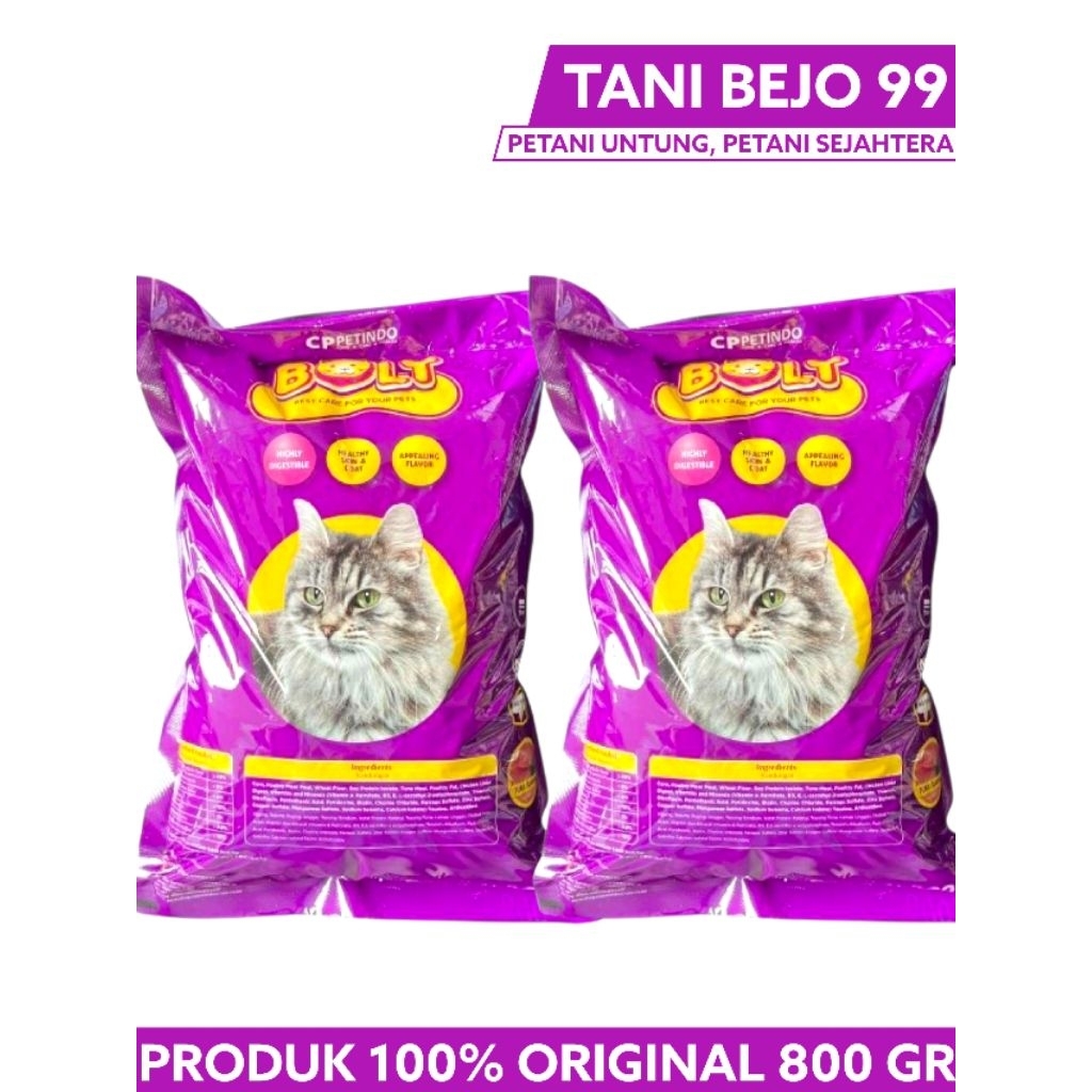 pakan kucing bolt 800gram | rasa ikan tuna | bentuk ikan