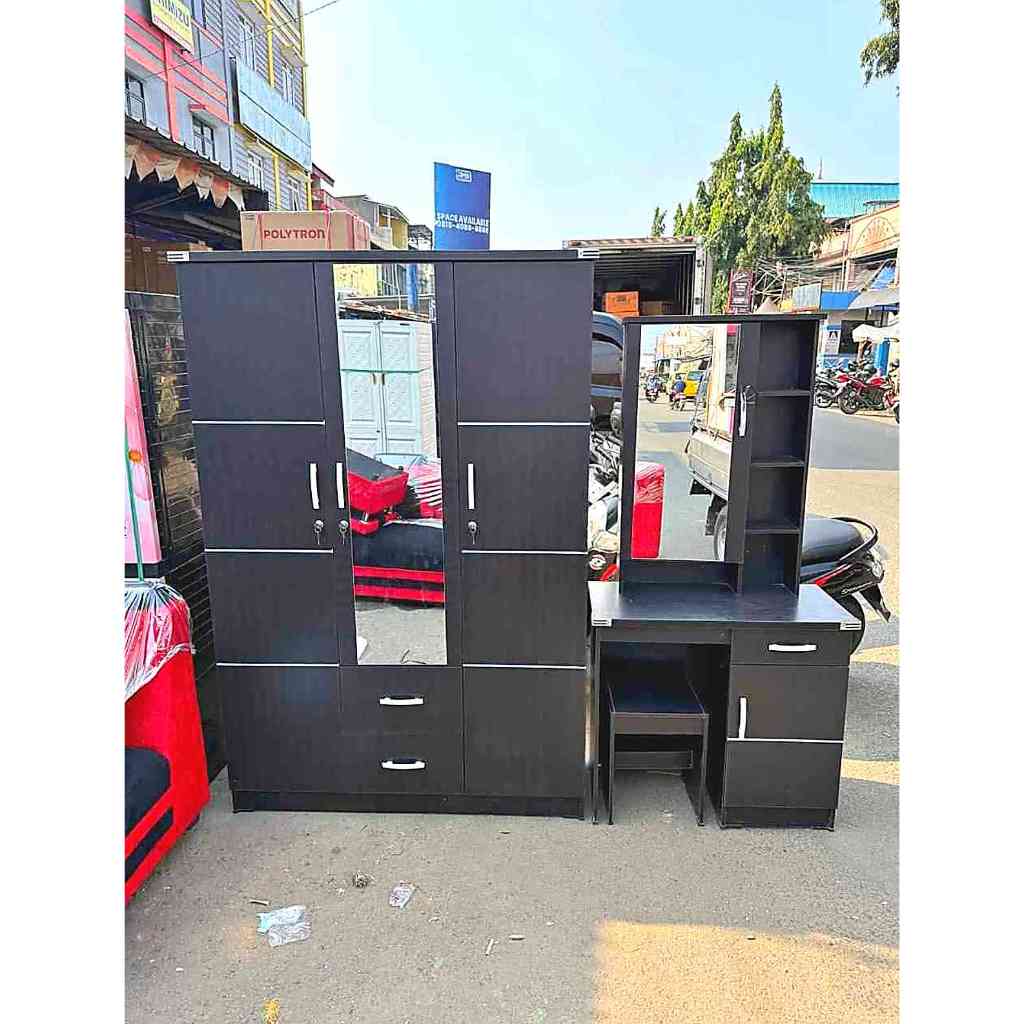 Promo Furniture Lemari Pakaian 3 Pintu Bahan Kayu Jati Berkualitas Awet Tahan Lama Gratis Set Meja R