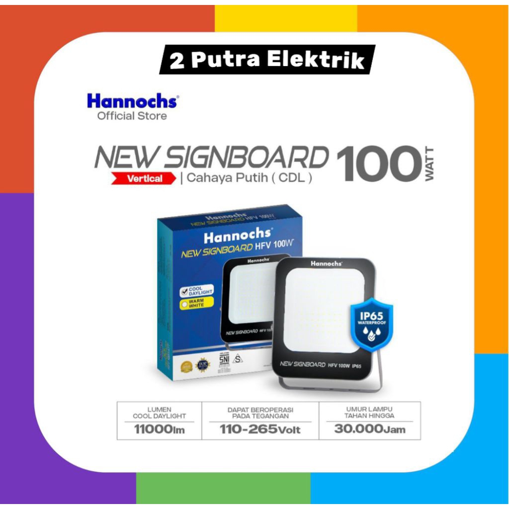 HANNOCHS LAMPU SOROT LED NEW SIGNBOARD 100WATT PUTIH