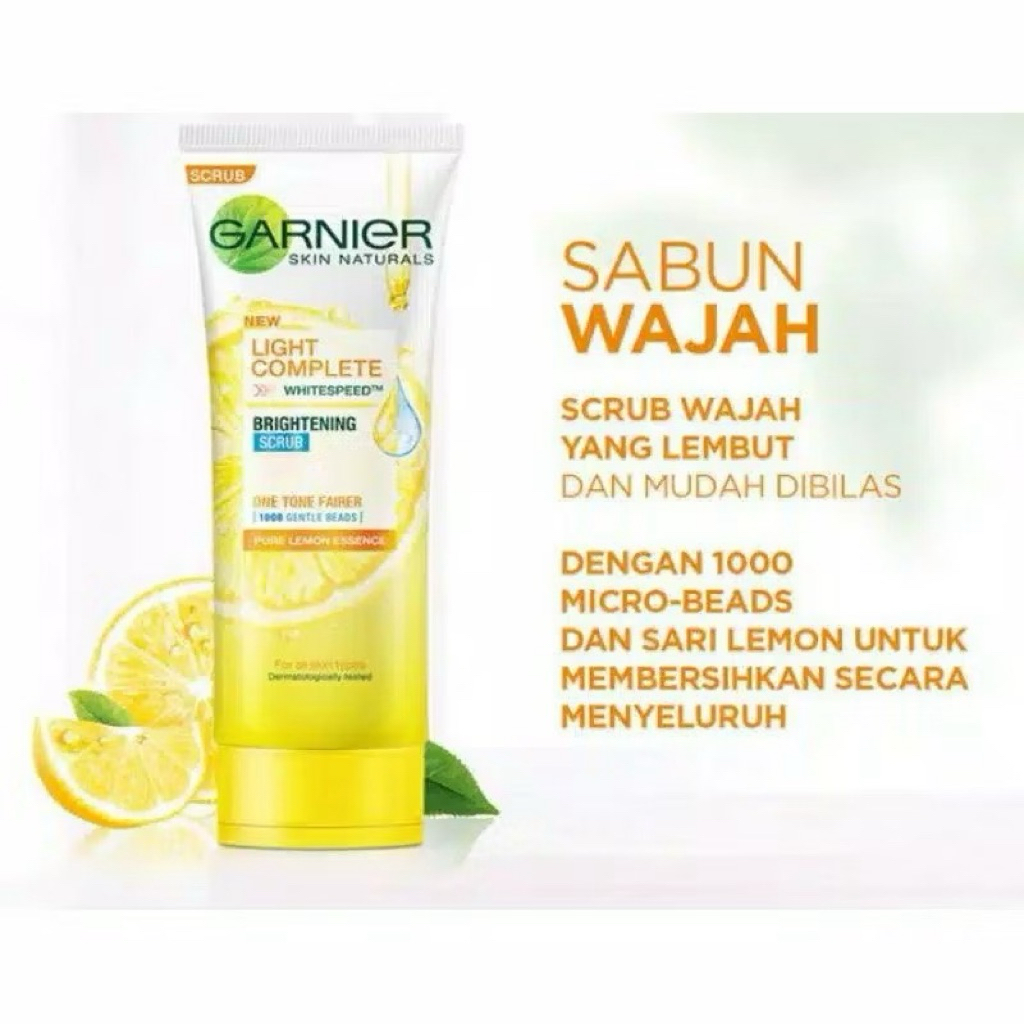 GARNIER Face scrub 100ml Garnier facial wash scrub sabun cuci muka bright complete