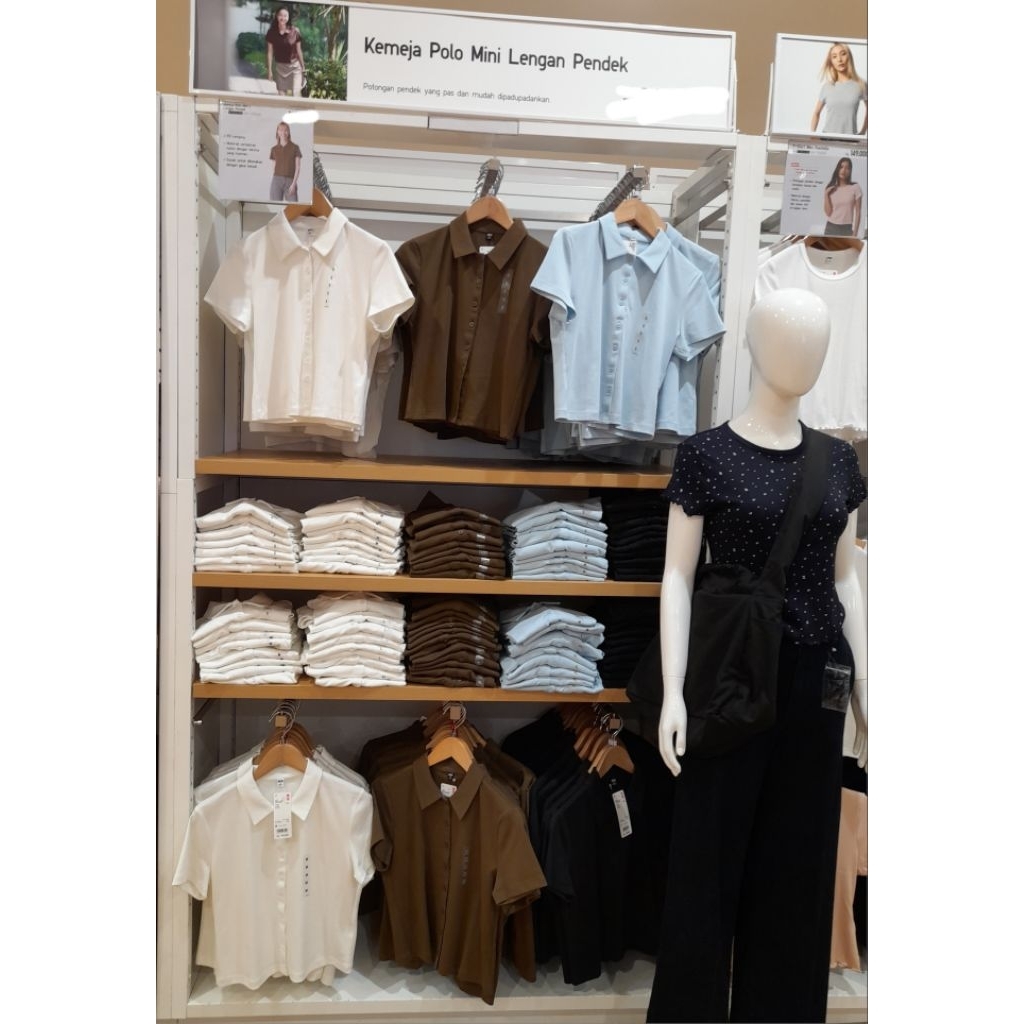 Kemeja Wanita Polo Mini Lengan Pendek/ Kemeja Wanita Polo Mini Lengan Pendek Uniqlo