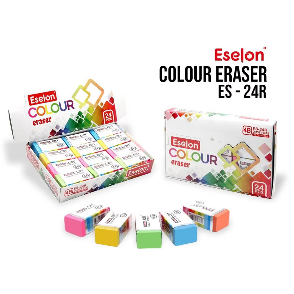 (1Pack=24bj) Penghapus Besar / Setip Pensil  / ESELON COLOUR ERASER ES-24R / Penghapus size Besar Es
