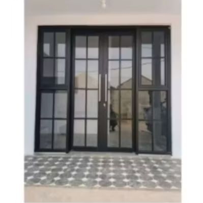 PINTU ALUMINIUM SLIDING ORNAMEN FULL KACA+JENDELA KACA MATI ATAS BISA BUKA BAWAH KACA MATI [FREE PAC