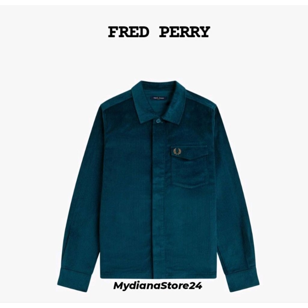 FRED PERRY - FRED PERRY CORDUROY OVERSHIRT - DARK PETROL