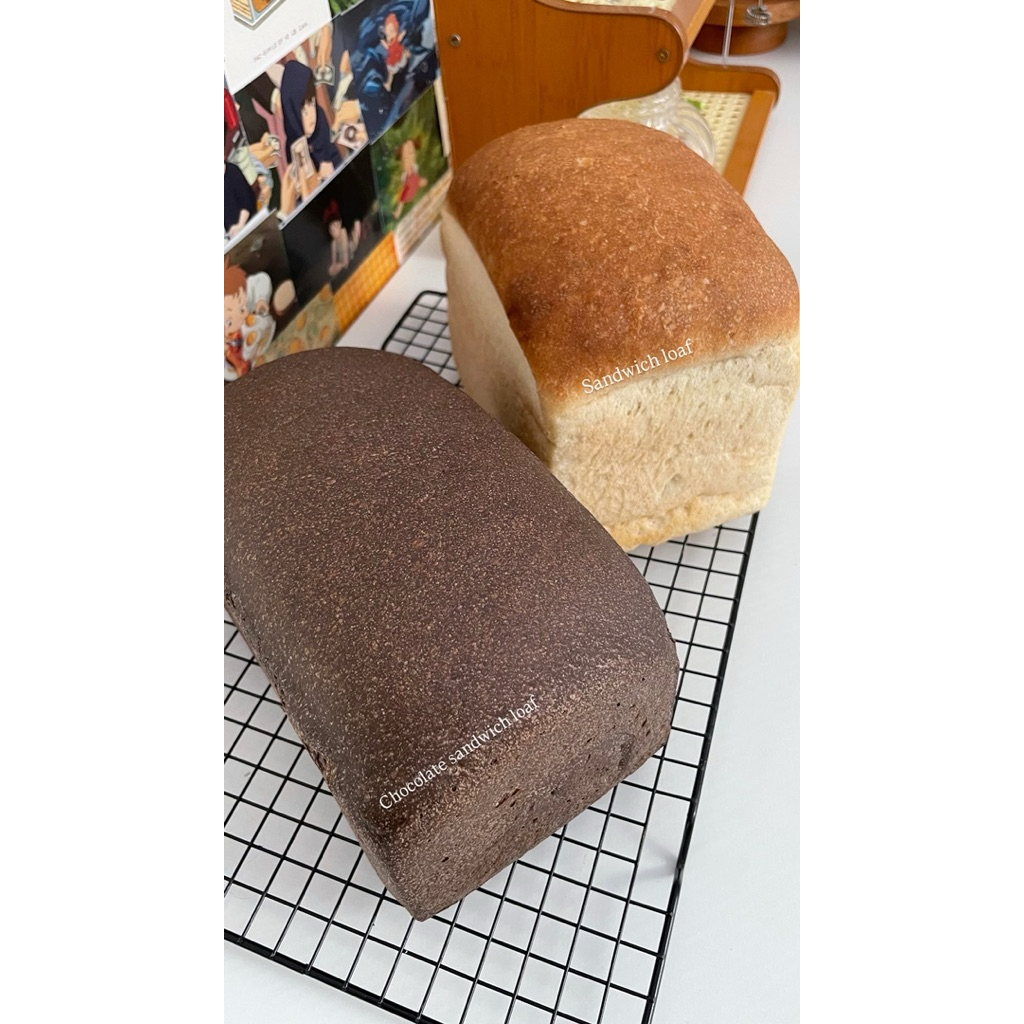 Soft Sourdough sandwich loaf roti tawar gandum high protein flour whole wheat low gi long fermented 