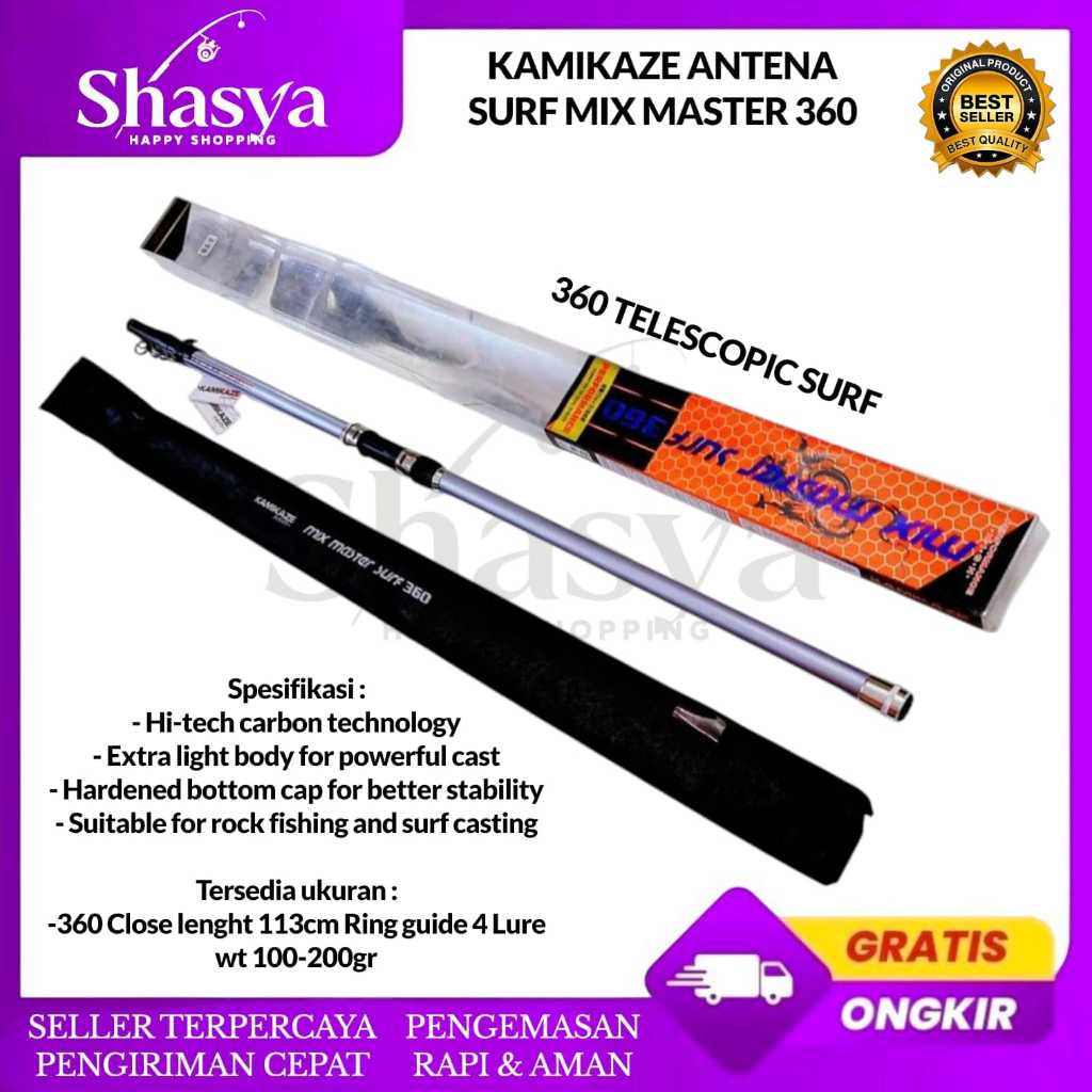 Joran kamikaze antena surf mix master 360 telescopic surf