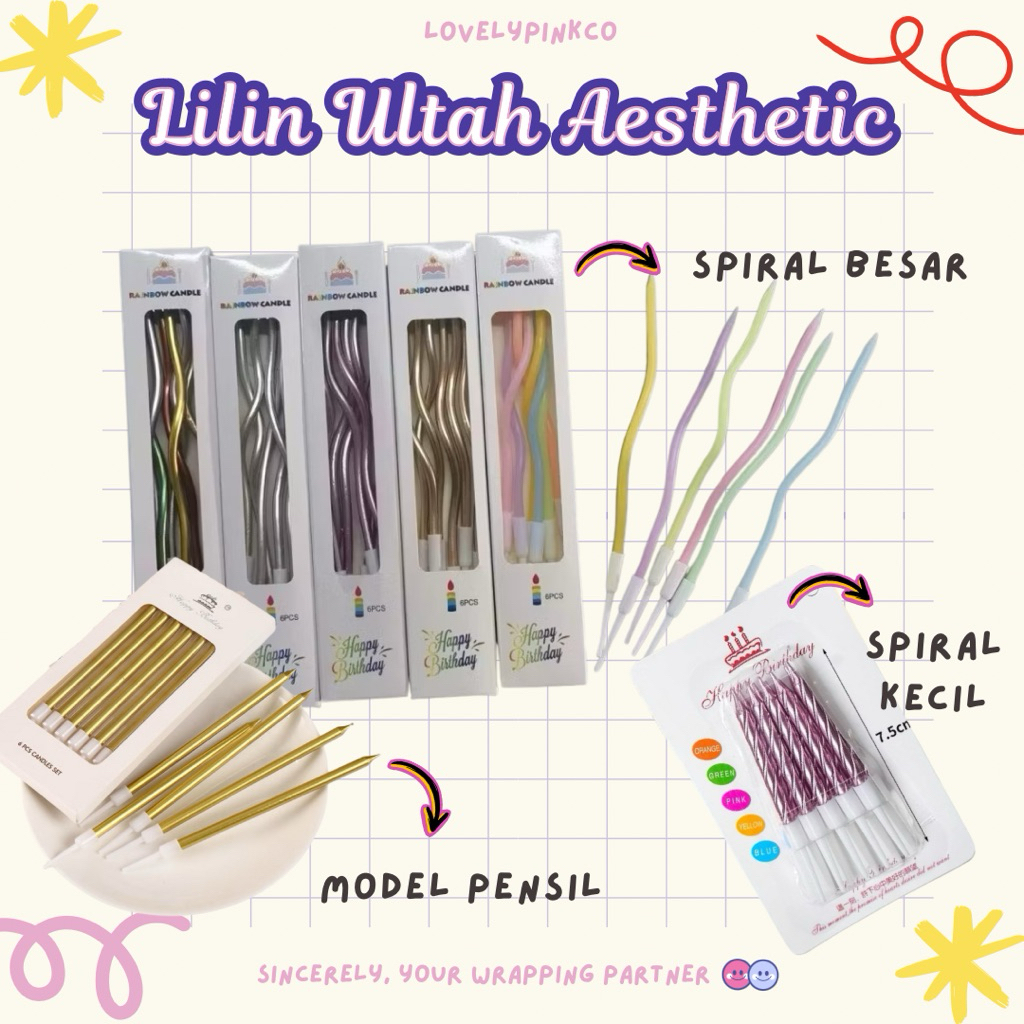 Lilin Ulang Tahun Aesthetic•Lilin Ulir Panjang Ultah Korean Birthday