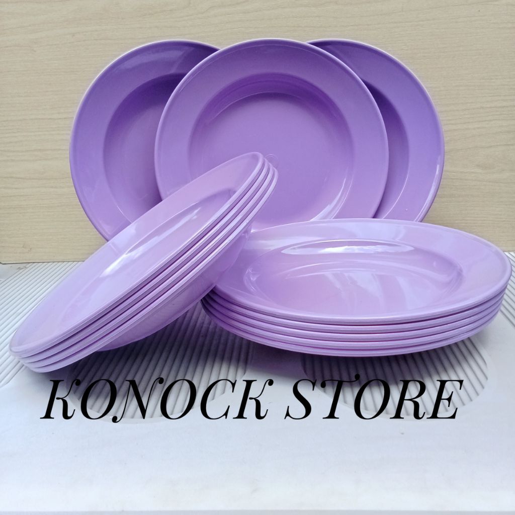 6 PCS PIRING MELAMIN DINNER WARE /PIRING WARNA UNGU PIRING BULAT DIAMETER 23CM ORIGINAL BERKUWALITAS