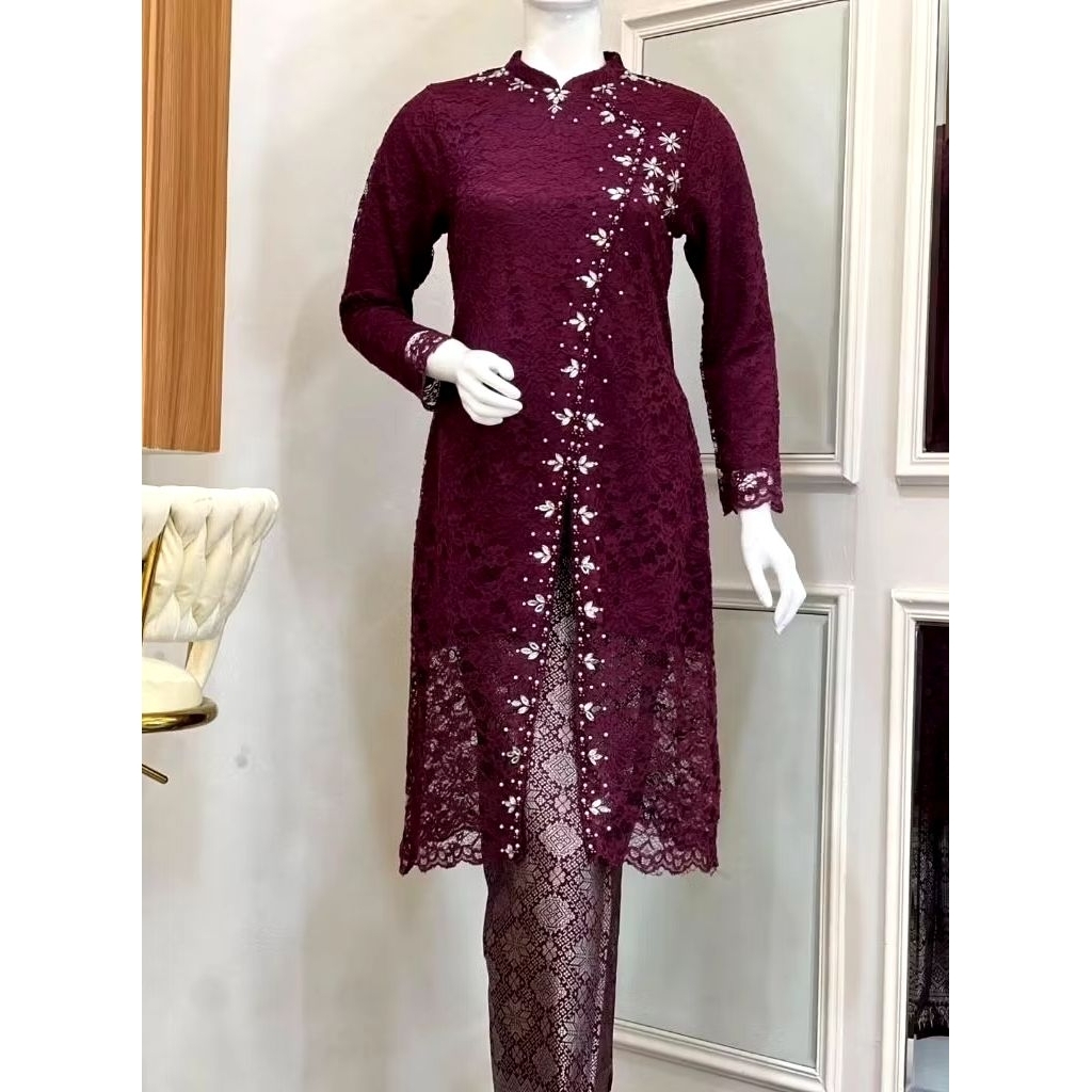 Stelan kebaya janggan brukat premium/ kebaya stelan songket /kebaya kondangan/ kebaya pesta