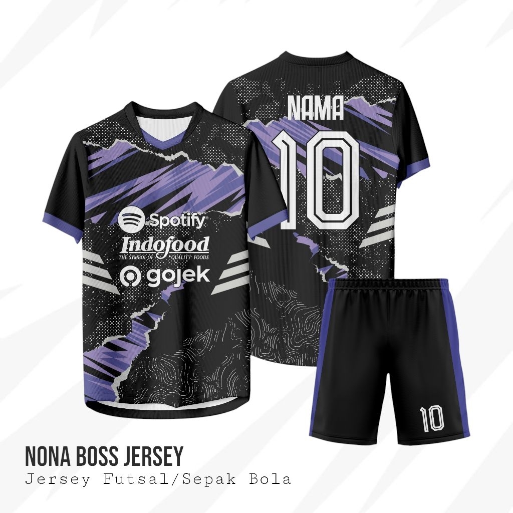 JERSEY FUTSAL/SEPAK BOLA MOTIF UNGU HITAM