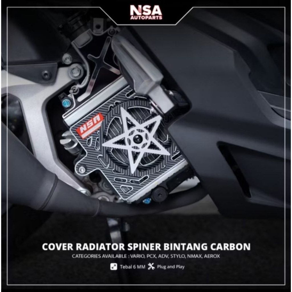 promo obral cover radiator spiner bintang carbon nsa Vario 125-150 PCX 150 adv 150 / cover radiator 