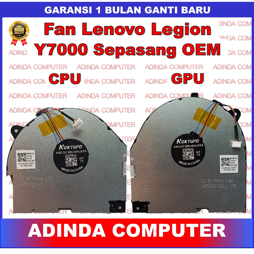 Fan Lenovo Legion Y7000 2019 GTX1660Ti Y540-15IRH GTX1050 Y540-15 Sepasang OEM