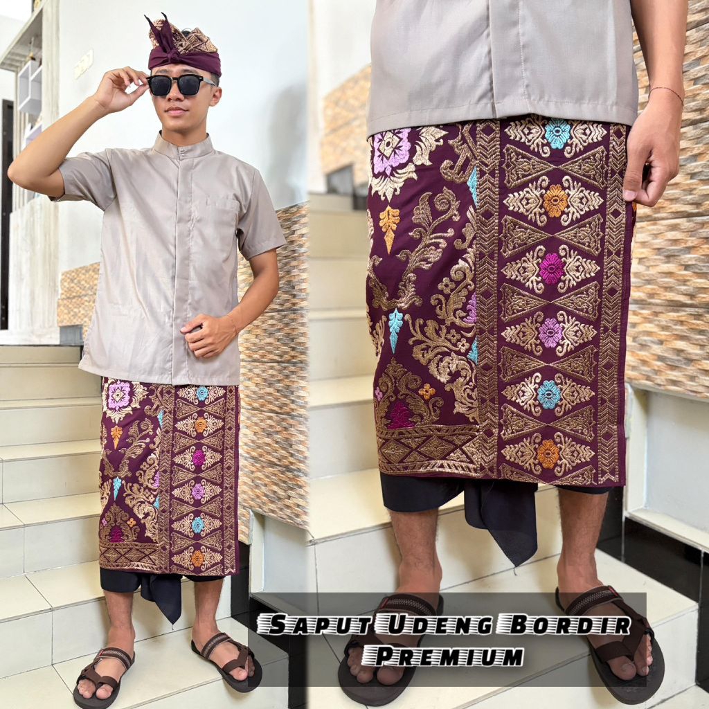 kain bali kamen pria songket bordir saput udeng