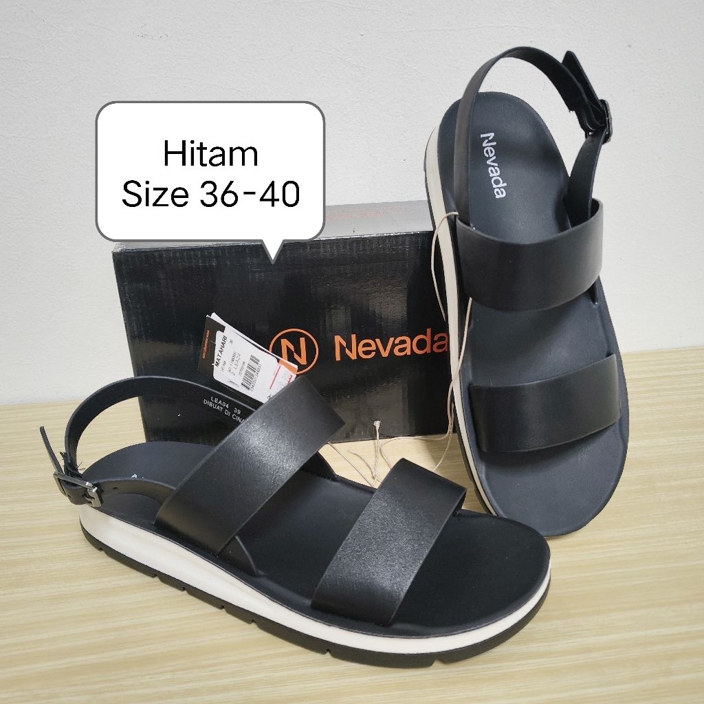 Sandal Wanita Tali Slingback Wanita Brand Nevada Matahari Original Hitam