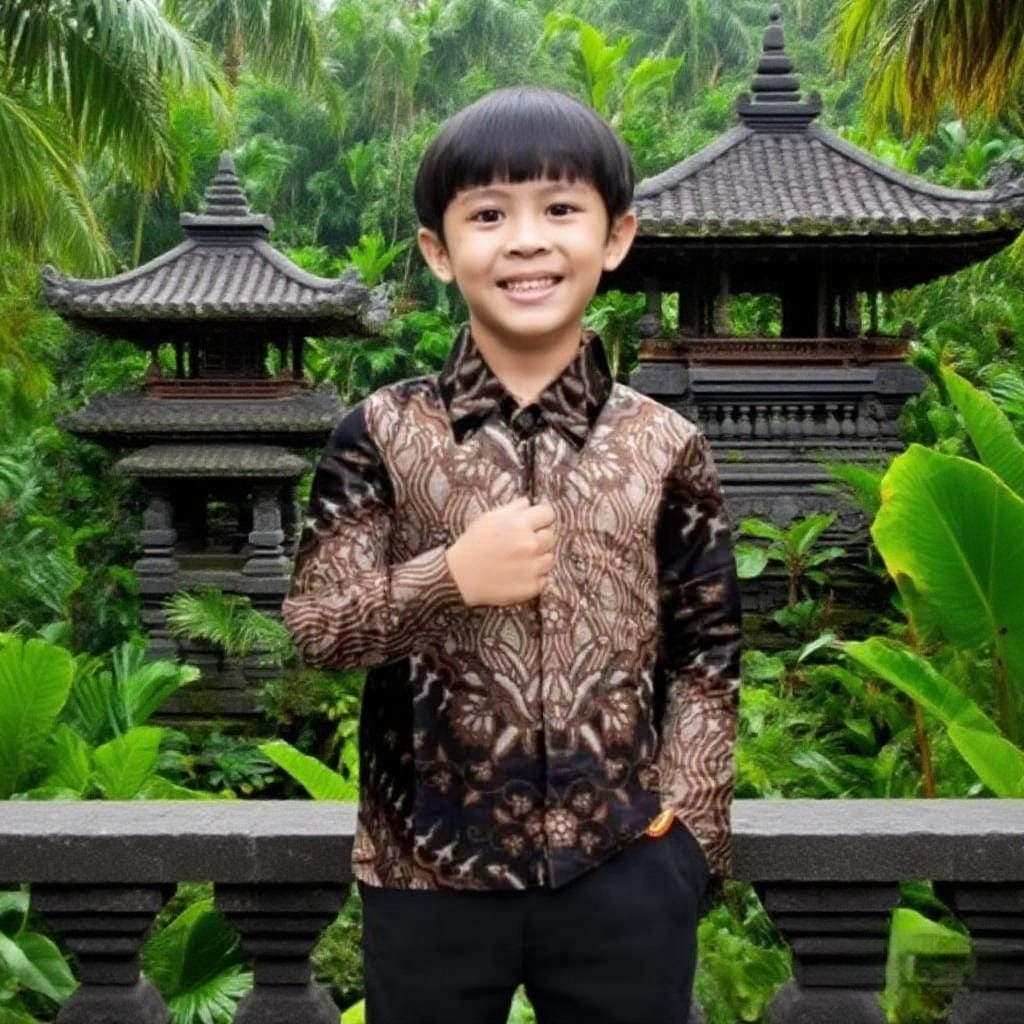 KEMEJA BATIK ANAK COWOK BAJU BATIK ANAK LENGAN PANJANG UMUR 2-13 TAHUN
