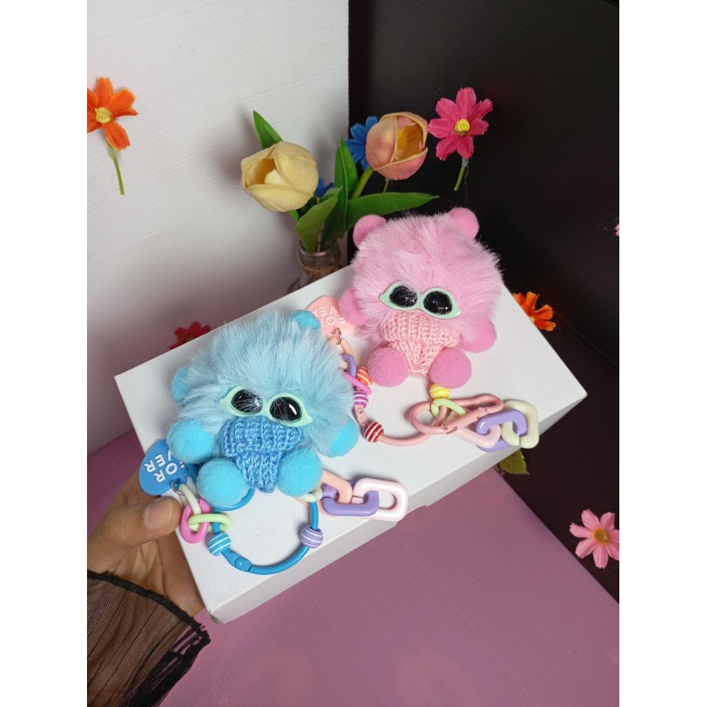 [aesthetic_aksesoris] bagcharm/keychain/gantungan kunci boneka bulu/lucu/hiasan tas murah/gantungan 