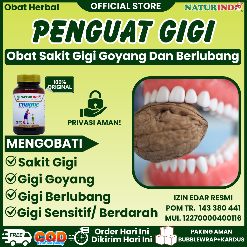 Obat Penguat Gigi Sakit Gigi Berlubang Keropos Goyang Nutrisi Gigi Cabone Naturindo