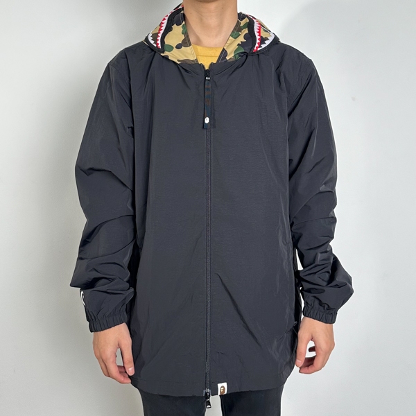 Jaket BAPE SHARK WGM CAMO YELLOW SHOULDER BLACK ZIP WIND JACKET 100% ORIGINAL