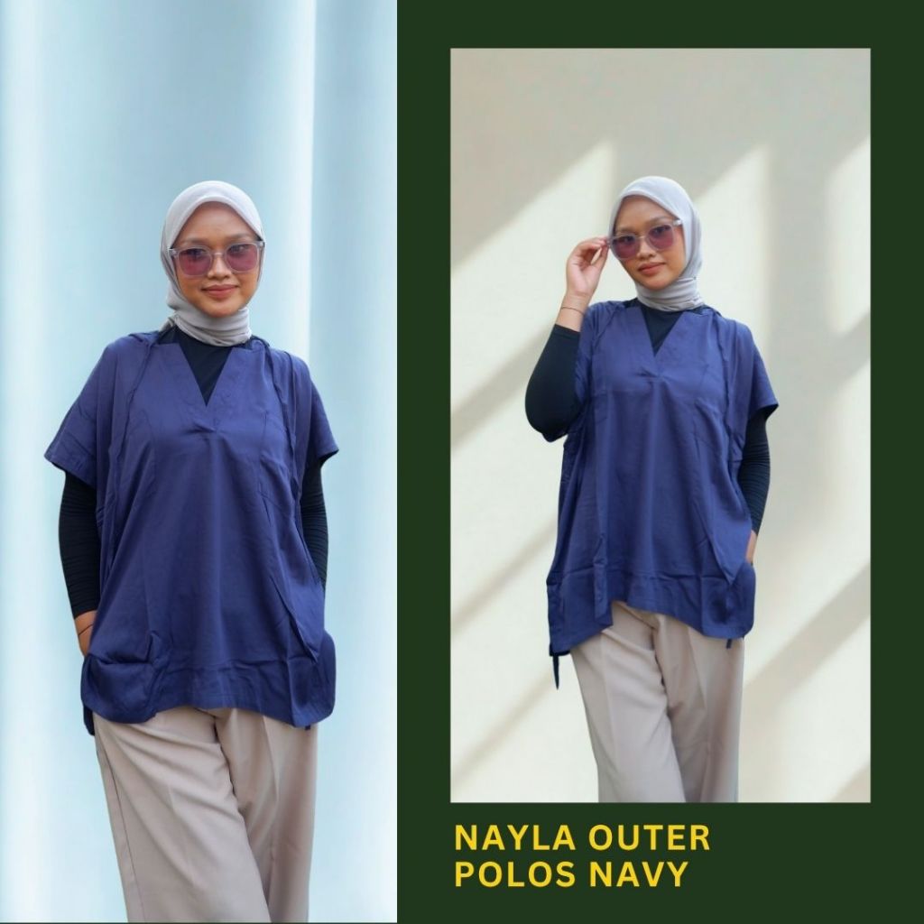 Nayla Outer Polos Wanita Bahan Rayon Premium - Outer Adem - Navy