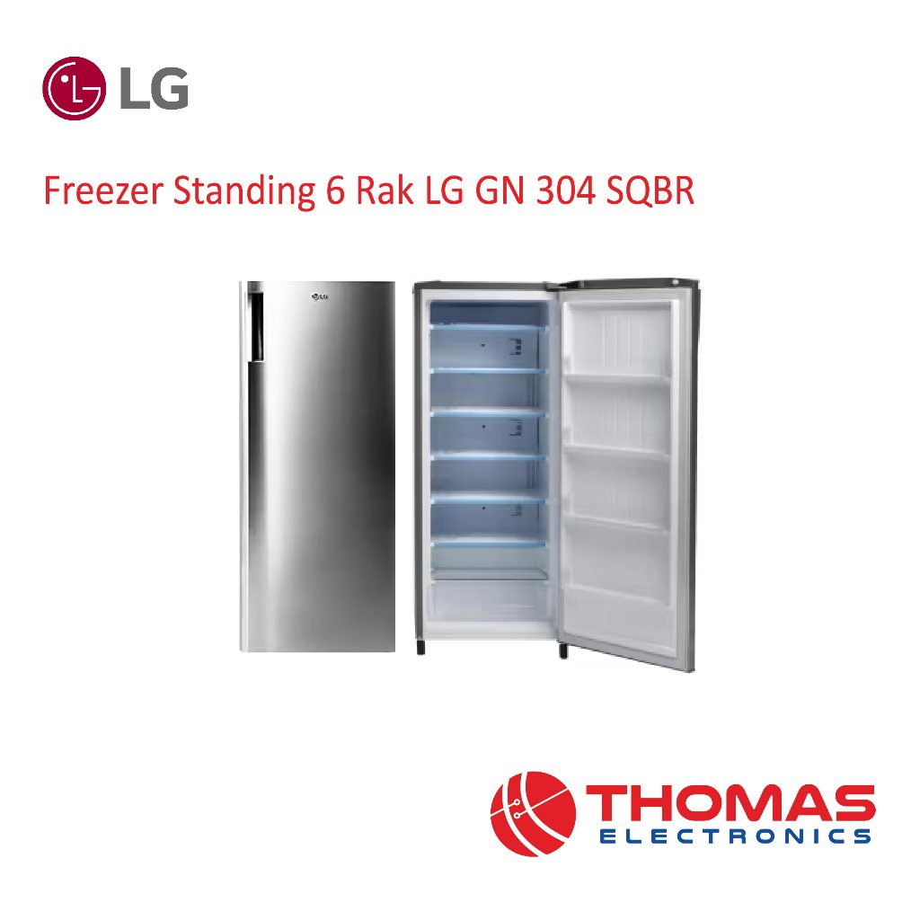 Kulkas 1 Pintu Standing Freezer 6 Rak 171 Liter LG GN304SQBR GN 304 SQBR Freezer Berdiri Non Inverte