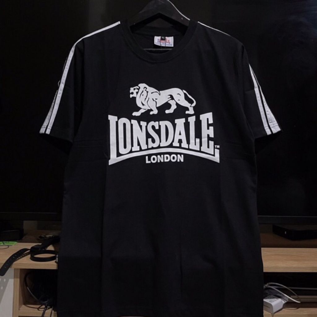 Kaos Casuall Lonsdale London black on white unisex katun 100% original