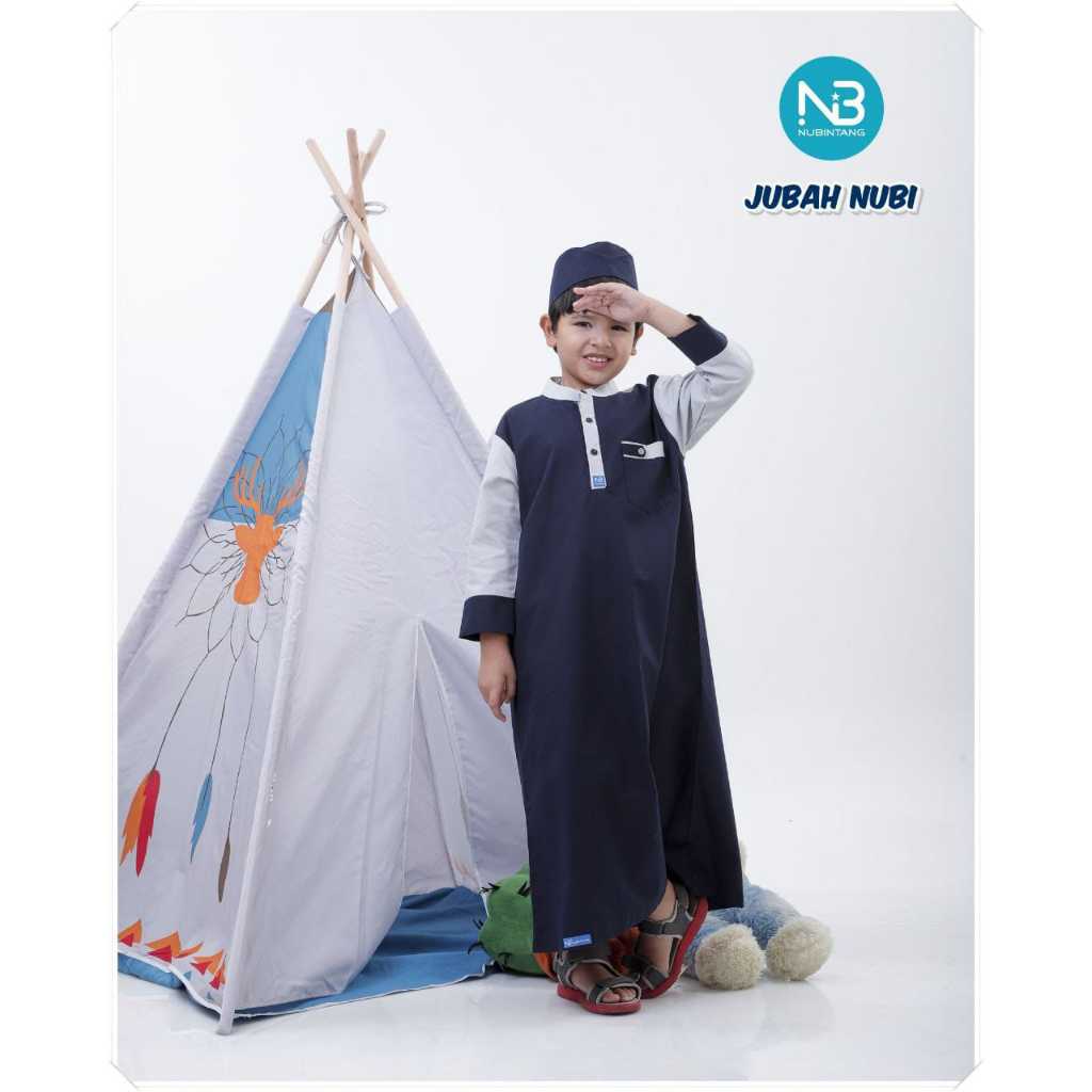 Jubah Anak Laki-Laki Nubi Premium | Gamis Koko Anak Muslim Stylish & Nyaman(NAVY)