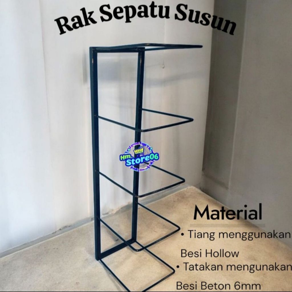 Rak Display sepatu sandal model baru dengan menggunakan TIANG BESI HOLLOW