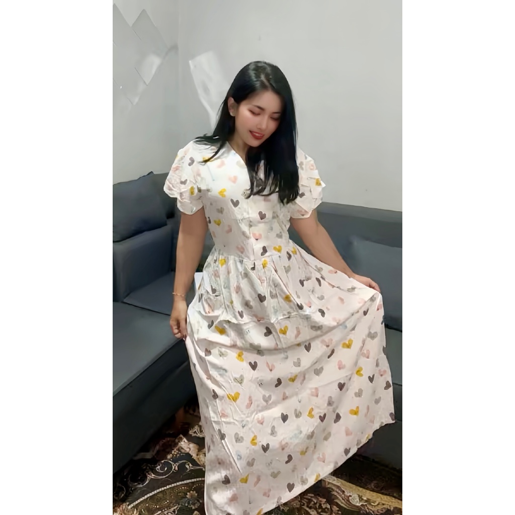 Daster Chibi Terbaru Motif Love Busui Bumil Kancing Depan Daster Harian Wanita Santai Ld 110 Rayon P