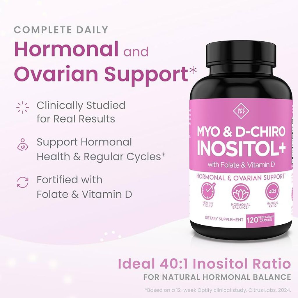 OPTIFY MYO & D-CHIRO INOSITOL + With Fotale & Vitamin D 120 Vegetarian Capsules Inositol For Pcos