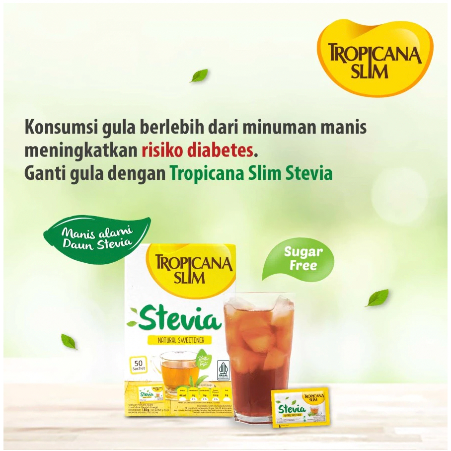 Gula TROPICANA SLIM STEVIA - 100 sachet Gula Diet Sweetener Stevia