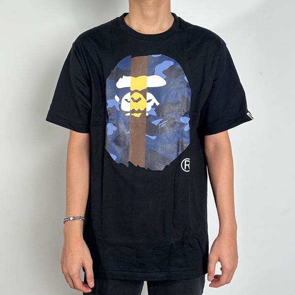 Kaos BAPE BIG HEAD CAMO TRICO NAVY BLACK TSHIRT 100% ORIGINAL