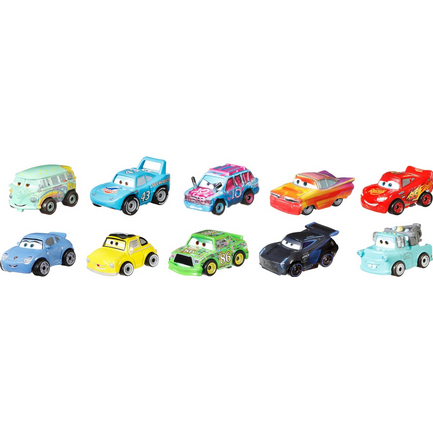 Mattel Disney Pixar Cars Mini Racers 10-Pack, Collectible Set with 10 Toy Vehicles, Fan-Favorite Cha
