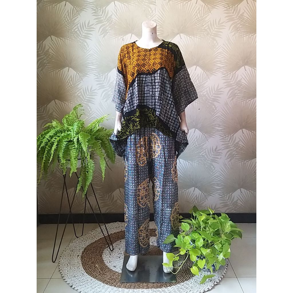 GRADASI SET WAKA Colet Setelan Celana Panjang Rayon Premium LD 134 Jumbo Busui Resleting Depan One S