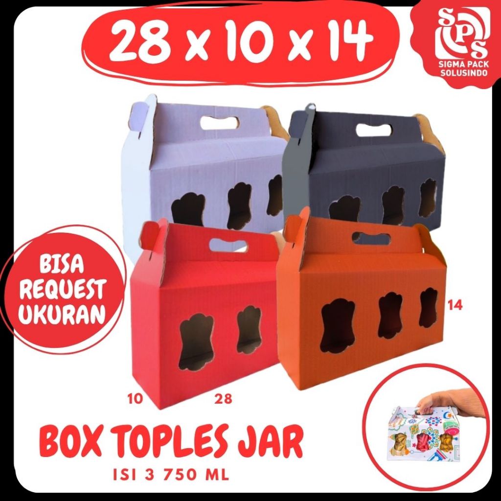 Box Jinjing 28x10x14 Kardus 28x10x14 Dus Kuker Jar 750ml Isi 3 Toples Idul Fitri Zigma Shop