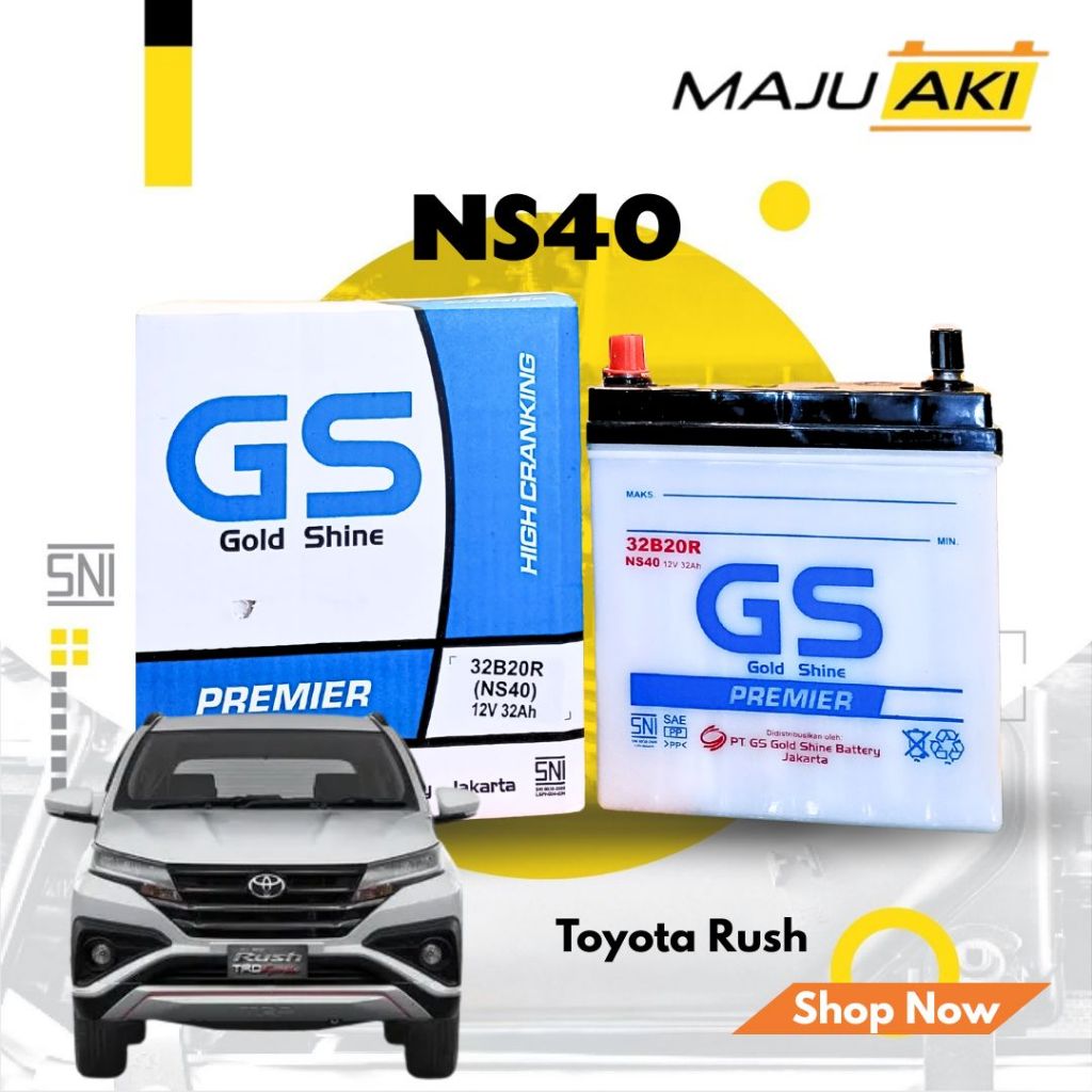 Aki Mobil Toyota Rush Aki Basah GS Gold Shine Dry Charge Premier NS40 12V 32Ah