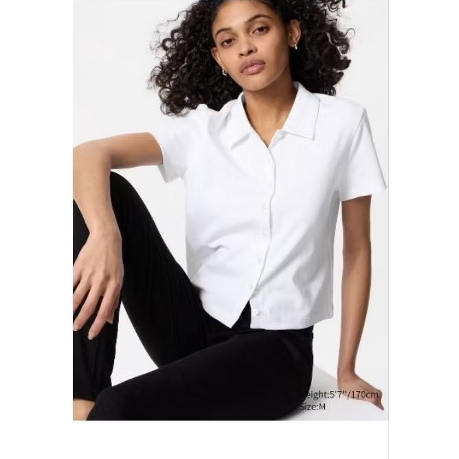 kemeja polo mini wanita lengan pendek uniqlo