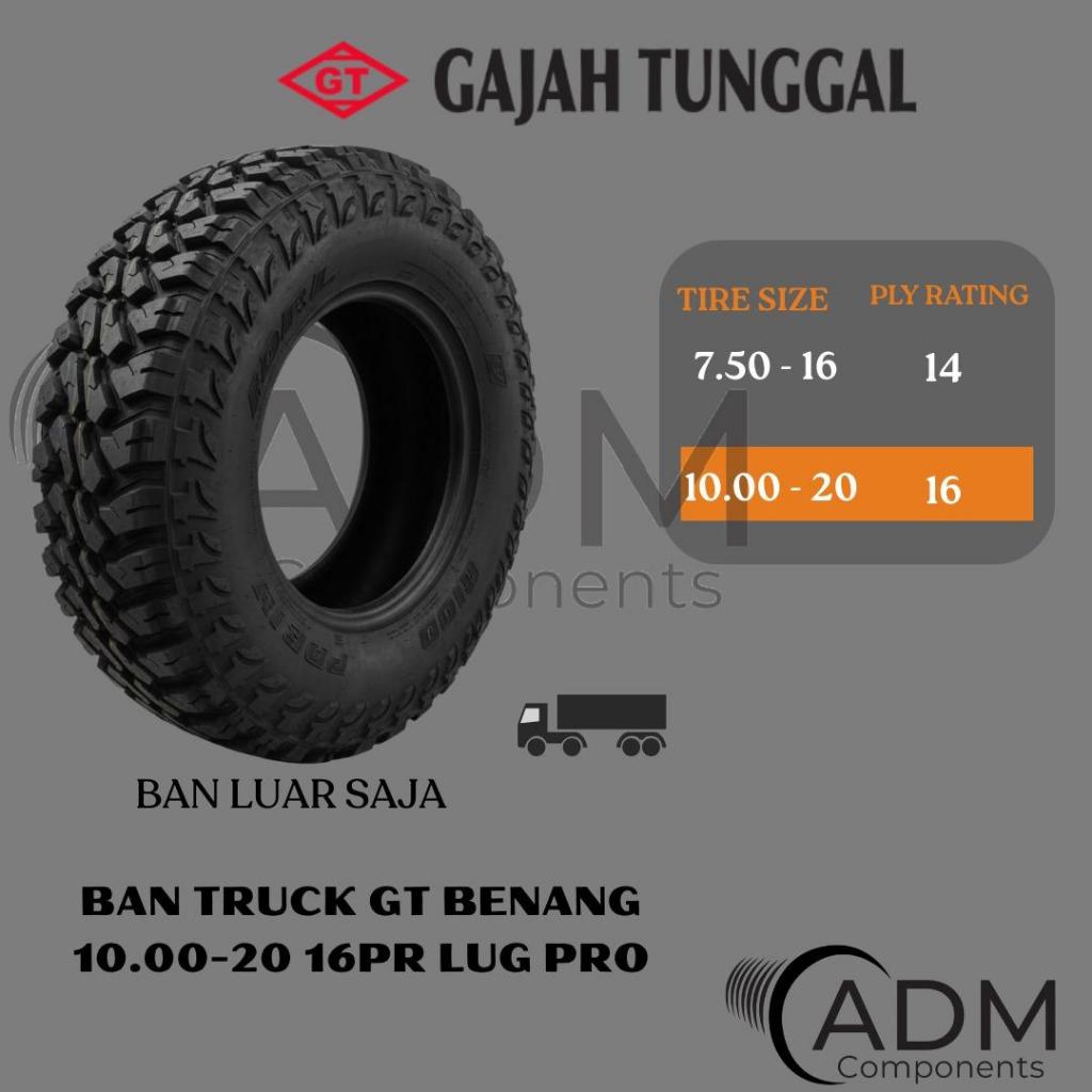 Ban Truk Gajah Tunggal 10.00-20 16PR Lug Pro – Ban Luar Kuat Anti Cepat Habis untuk Jalan Berat