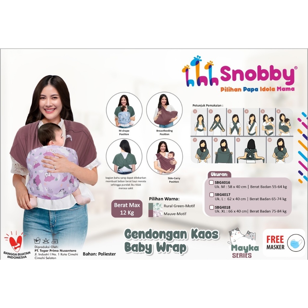 Snobby Baby Wrap / Snobby Geos Baby - Gendongan Kaos Baby